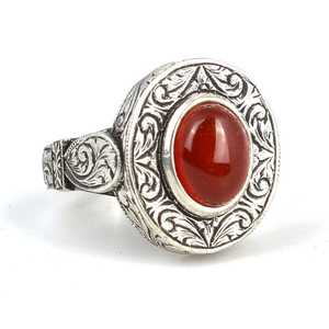 Bague pour homme en argent sterling 925 gravée à la main avec pierre d'agate |   Bijoux turcs faits à la main - Product Image 4