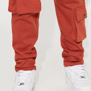 Pantalon cargo classique pour homme, coupe droite, taille mi-haute, OEM/ODM, tissu en sergé de coton doux, polyester, coupe droite, design de vêtements - Product Image 4