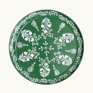Plateau rond en émail avec motifs floraux Plateau rond en émail - Product Image 1
