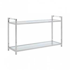 Silver X Frame <b>Console</b> <b>Table</b> <b>with</b> Polished Metal Structure and Clear Glass <b>Top</b> for Stylish Modern Finish - Product Image 5