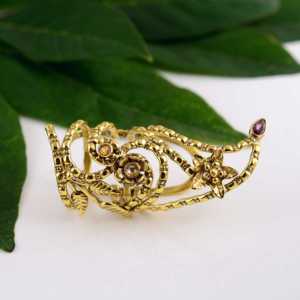 New selling Boho Flower Armor <b>Ring</b> Gemstone Brass <b>Rings</b> Women 18k Gold Plated Floral Swirl <b>Statement</b> Jewelry Wholesale/OEM/ODM - Product Image 6