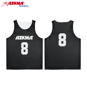 Ensemble de maillot de basket-ball respirant imprimé logo personnalisé vente en gros de conception sans manches en maille réversible pour les jeunes vêtements de basket-ball - Product Image 2