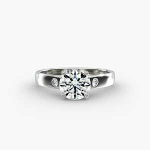 Bague solitaire en argent 925 de luxe avec diamant moissanite rond, bijoux fins intemporels, cadeau de fiançailles pour femmes - Product Image 1