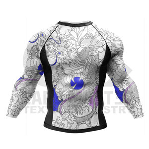 Camiseta de Compresión de Manga Larga para Hombre, con Estampado Digital, Transpirable, de Secado Rápido, Patrón Azul, Poliéster/Nailon, Care Master - Product Image 2