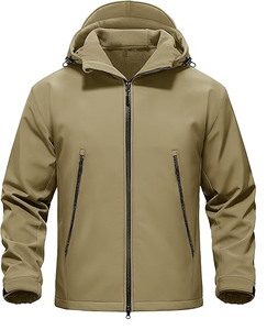 Veste Softshell à Capuche pour Homme Imperméable Doublée en Polaire Veste de Pluie Légère Coupe-Vent Manteau d'Hiver Randonnée en Plein Air - Product Image 1