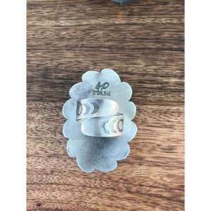 Greg Perry Thunder Mountain Turquoise & Sterling Silver Fashion <b>Ring</b> <b>Adjustable</b> Size 8.5 Oval Cut Diamond Bezel Setting - Product Image 5