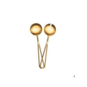 <b>Top</b> Selling Tabletop Stainless Steel With Brass Designer Handle Salad Server Spoons for Home Hotel Restaurants Use - Product Image 3