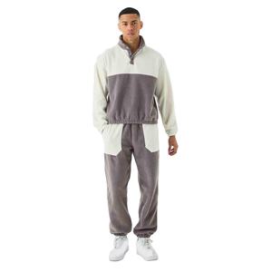 Conjunto Deportivo de Dos Piezas con Cuello Alto y Bloques de Color, Personalizable con Logotipo, Sudadera y Pantalones de Chándal de Felpa para Hombre - Product Image 1