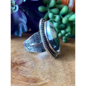 James H. Johnson Handmade <b>Boho</b> <b>Ring</b> with Natural White Buffalo Stone & Sterling Silver Size 10.75 - Product Image 3