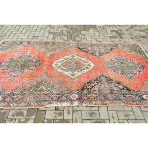 Tapis turc vintage, tapis de 4,8 x 8 pieds, tapis en laine rouge camouflage - Product Image 3