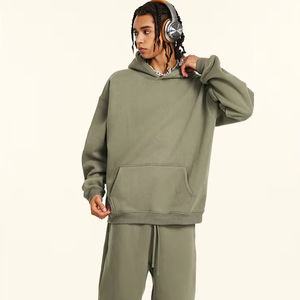 Ensemble sweat-shirt et pantalon de survêtement unisexe en molleton de coton de haute qualité, surdimensionné, lourd, 500 g/m², logo personnalisé - Product Image 4