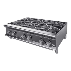 Plaque de cuisson au gaz commerciale FAST 36 - 6 brûleurs 150000 BTU avec grilles en fonte et corps en acier inoxydable 430 FCMHP0079-36 - Product Image 1