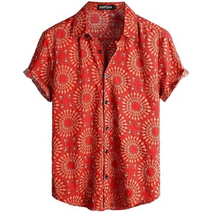เสื้อฮาวายพิมพ์ลายดอกไม้สำหรับผู้ชาย, เสื้อ3D ชายหาดเขตร้อนติดกระดุมแขนสั้นเสื้อสำหรับผู้ชาย - Product Image 6