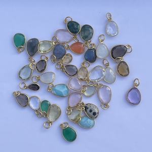 12mm Naturel Rose Violet Noir Bleu Orange Pierres À Facettes Collier Pendentifs Lunette Plaqué Or Micron Argent Sterling 925 - Product Image 2