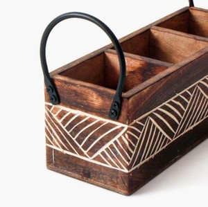 Customized Wooden Cutlery Holder with Metal Handle Spoon Knife Fork Utensils holder in Low Price - Product Image 4