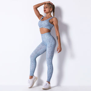 Conception imprimée soutien-gorge et Leggings sport Yoga ensemble ensembles de vêtements de sport pour les femmes sans couture vêtements actifs taille haute gymnastique sport course - Product Image 4