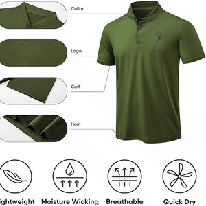 Vêtements de sport décontractés simples pour hommes, polo de golf léger et respirant, polo de golf - Product Image 3