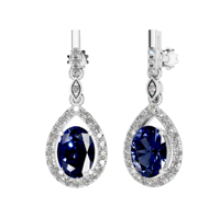 Elegantes Pendientes de Oro Sólido de 14K con Zafiro Natural y Diamante de 2 Quilates, Corte Ovalado, Blancos, de Lujo, para Mujer, Modernos, OEM, ODM, Joyería Fina