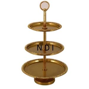 Support à 3 étages pour gâteaux aux fruits, finition brillante, forme arrondie, style unique pour Noël, mariage ou fête, idéal pour les hôtels. - Product Image 1