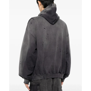 Sudadera con Capucha para Hombre, Diseño Desgastado, Cómoda, 100% Algodón, Patrón Sólido, Cuello con Capucha, Impermeable, Nuevo Modelo de Moda, Proveedor Directo de Fábrica, ODM - Product Image 3