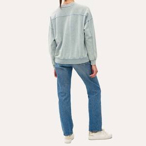 Sudadera de invierno de peso pesado Terry 300g con logotipo frontal bordado de lavado ácido de alta calidad para mujer - Product Image 3