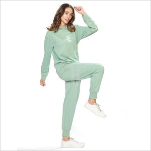 Conjunto Deportivo Reversible para Mujer, Tallas Grandes, Sudadera con Estampado Transpirable, Pantalones Deportivos de Secado Rápido, Cintura Elástica, Ecológico y Sostenible - Product Image 1