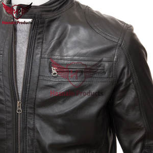 Veste motard en cuir noir de haute qualité pour hommes, pièce tendance pour l'aventure avec un savoir-faire inégalé et un style intemporel - Product Image 3