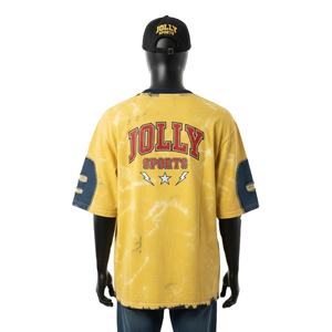 T-shirt 100% coton pour homme, coupe ample, imprimé, chemise délavée à l'acide, tissu respirant, manches à panneaux, logo imprimé sur écran personnalisé - Product Image 2