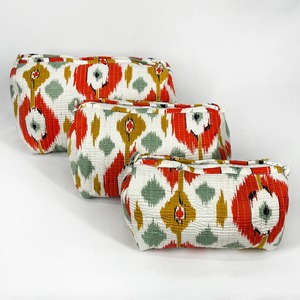 Pochette en coton matelassé vintage fait à la main fermeture à glissière Durable résistant à l'eau organisateur de maquillage de voyage écologique grand étui - Product Image 1