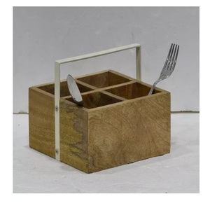 Vintage Finished New Design Wooden Cutlery <b>Holder</b> Kitchen Storage <b>Utensils</b> Organizer <b>with</b> Spoons Forks - Product Image 6