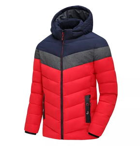 Chaqueta acolchada de burbujas de invierno transpirable a prueba de viento con cuello levantado de lona para hombre con contraste personalizado y logotipo frontal - Product Image 5