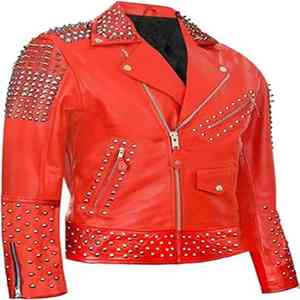 เสื้อแจ็คเก็ตหนังแท้ลำลองสำหรับผู้ชาย ปกตั้ง ตกแต่งหมุดโลหะ ผลิตโดยโรงงาน ODM ในปากีสถาน ย้อมสีพื้น - Product Image 5