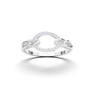 Bague en diamant de taille ronde Moissanite de 0.08 carats inspirée de la chaîne moderne en E-F/VVS-VS sertie de broches en platine pour elle - Product Image 1