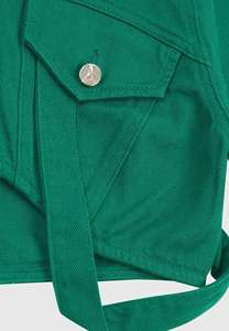 Chaqueta de mezclilla verde para mujer, talla XL, venta al por mayor, Chaqueta de algodón de diseño personalizado, estilo recortado, estampado de botones frontales, Otoño e Invierno sólido - Product Image 3