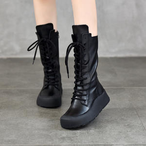 Bottes en cuir pour femmes, hauteur genou, talon épais, pour l'hiver, les fêtes, le bureau, les tenues décontractées et les sorties en soirée - Product Image 3