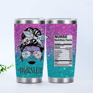 Taza <span class=keywords><strong>de</strong></span> café <span class=keywords><strong>de</strong></span> acero inoxidable <span class=keywords><strong>de</strong></span> 20 oz con aislamiento al vacío, diseño personalizado con logo <span class=keywords><strong>de</strong></span> enfermera, información nutricional, moño desordenado, regalos, para coche - Product Image 6