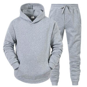 Chándal de entrenamiento deportivo de gimnasio para hombre de lana de algodón de alta calidad, traje de jogging con capucha y conjunto de dos piezas para deportes de invierno - Product Image 1