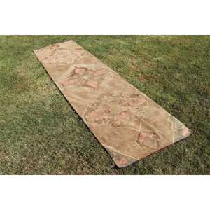 Tapis turc de 2,5 x 9,6 pieds, tapis vintage marron avec motifs de plantes et d'arbres - Product Image 4