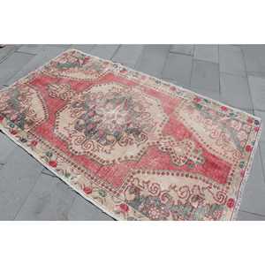 Alfombra Vintage de 4.2x7.3 pies, Alfombra Turca, Alfombra con Borde Rojo - Product Image 2