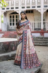 Attrayant Bonne Qualité Excellente Soie Tussar Douce Avec Belle Patola Imprimer Saree Femme Mode Exportateur à Vendre - Product Image 4