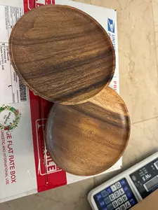 Assiette de service ronde en bois d'acacia naturel Vaisselle Vaisselle Chargeur Plateau Écologique Durable Cuisine Vaisselle Restaurant - Product Image 3