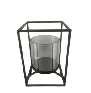 Décoration de noël verre fer luxe bougie pilier titulaire feuille d'argent fini Design moderne bougeoir à la main personnaliser - Product Image 2