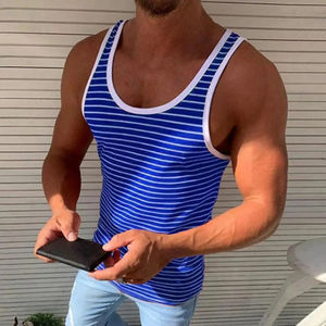 Tank Top Oversized Men 100% Cotton Stringer Camisetas sin mangas para hombre con logotipo en todo el precio de venta - Product Image 5
