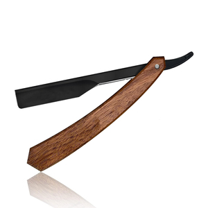 Maquinilla de afeitar recta profesional para hombre, 100 cuchillas de un solo filo, mango de madera rosa, afeitado de seguridad deslizante, afeitadora recta de madera - Product Image 1