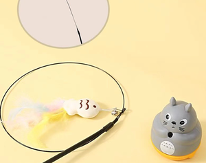 Jouet pour chat en plastique classique interactif et écologique, bâton rotatif avec plume, teaser auto-jouant, baguette pour animaux de compagnie d'intérieur, canne à pêche ELEVE - Product Image 5