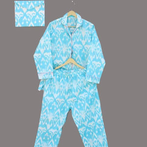 Conjunto de pijama de algodón hecho a mano indio para mujer, conjunto de ropa de salón con estampado de bloques de verano, pijama de boda para damas de honor, conjunto de pijama personalizado - Product Image 1