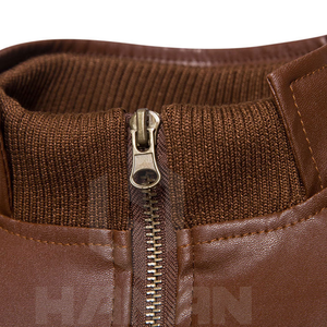 Veste en cuir classique de style motard pour hommes personnalisée OEM fermeture éclair sur le devant col montant avec doublure douce vente en gros - Product Image 6