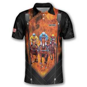 Polo Ecuestre para montar, camiseta de manga corta de tela elástica transpirable de secado rápido para entrenamiento y uso al aire libre - Product Image 5