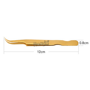 แหนบต่อขนตาสแตนเลสสีทองแหนบปลายสายไฟเบอร์ - Product Image 2