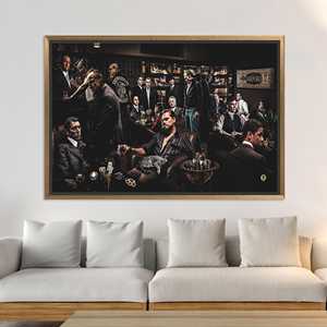 Stampa su Tela Leggende dei Gangster, Arte Murale con Personaggi di Film Mafia, Tela Incorniciata in Oro - Product Image 1
